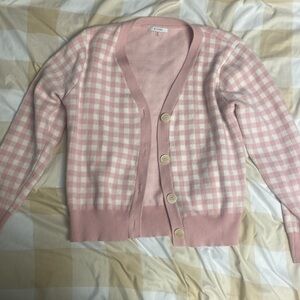 Sioni Barbie Gingham Pink cardigan